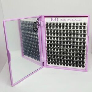 New B & Q Light As Feather False Eyelashes 144 ct D Curl 8-18mm with Mirror